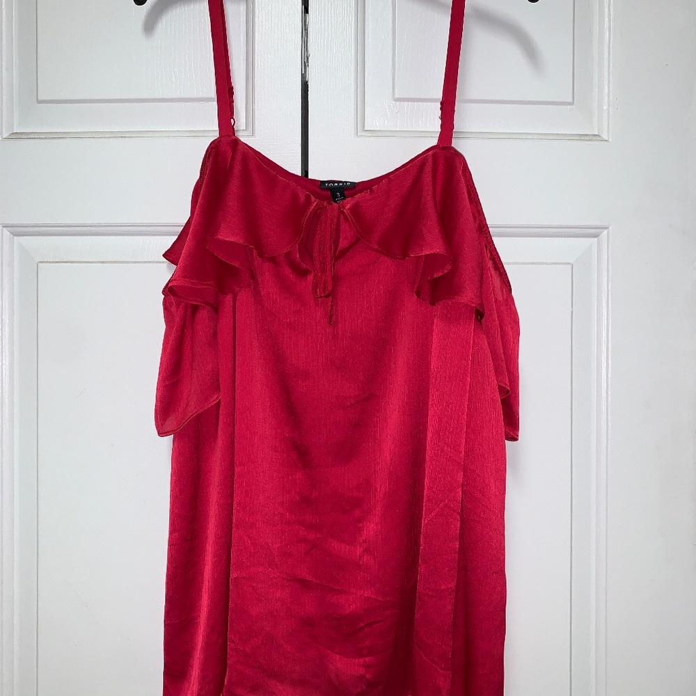 Torrid textured chiffon cold shoulder top fuchsia pink size 3
